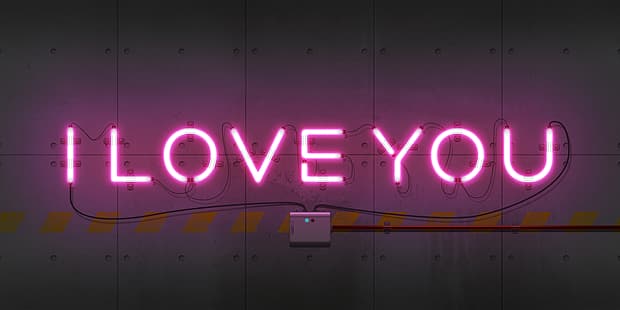 vägg, jag älskar dig, hjärta, neonskylt, HD tapet HD wallpaper