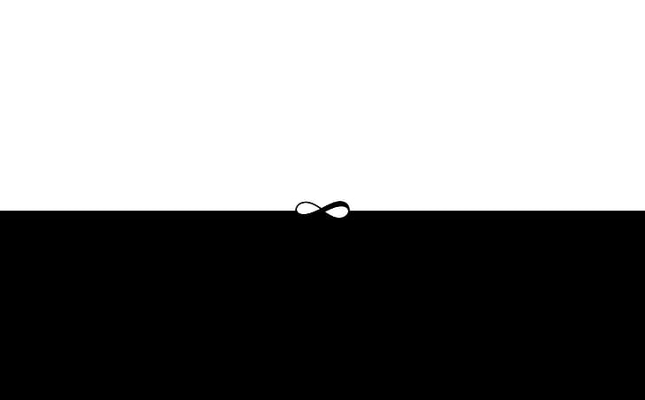Infinity Symbol Black and White, Aero, Arte vectorial, Diseño, Minimalista, Símbolo, Minimalismo, Mínimo, blanco y negro, estética, Fondo de pantalla HD