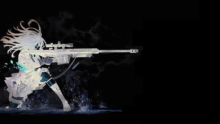 Cyberpunk Artwork Sniper Rifle Anime Girls Hd Wallpaper Wallpaperbetter