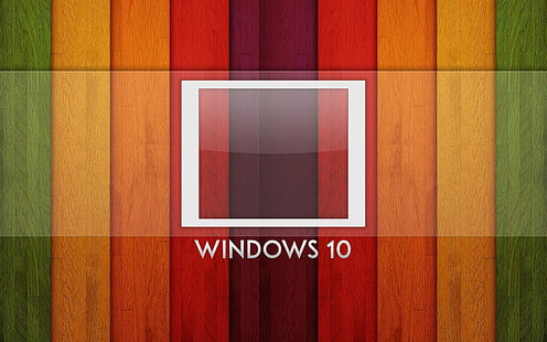 Windows 10システム、ロゴ、虹の背景、木板、Windows、10、システム、ロゴ、虹、背景、木、板、 HDデスクトップの壁紙 HD wallpaper