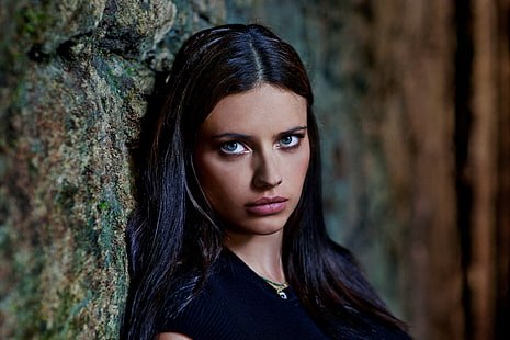Adriana Lima, mujer, modelo, morena, ojos azules, cara, Victoria's Secret, Fondo de pantalla HD HD wallpaper