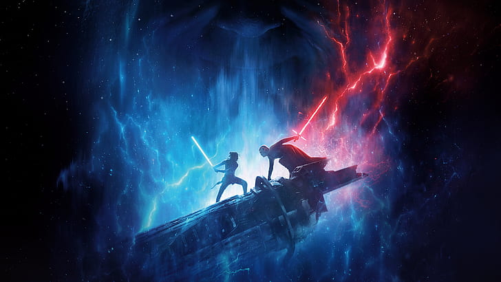 Star Wars, Star Wars: The Rise of Skywalker, Jedi, Kylo Ren, Lightsaber, Rey (Star Wars), Sith (Star Wars), HD wallpaper
