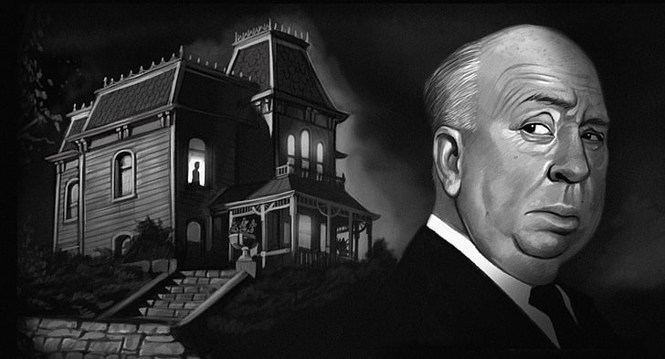 night, house, window, art, psycho, Alfred Hitchcock, Hitchcock, HD wallpaper