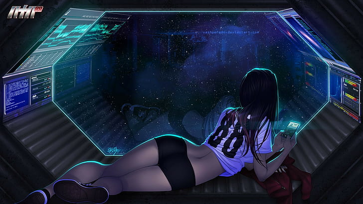 space vashperado futurystyczny cyberpunk anime girls 88 girl, Tapety HD