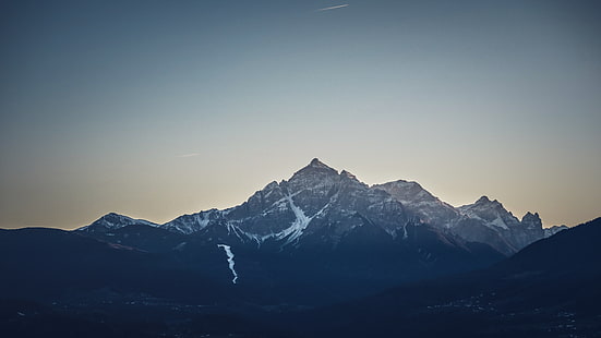grauer Berg, Natur, Schnee, Bäume, Berge, Himmel, Landschaft, HD-Hintergrundbild HD wallpaper
