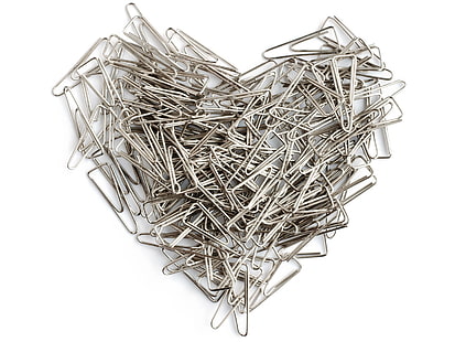 Herzform graue Büroklammer, Herz, Heftklammern, Stacheldraht, Trennung, Liebe, HD-Hintergrundbild HD wallpaper