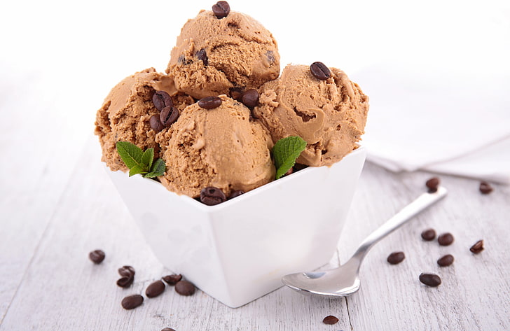 chocolate ice cream, food, ice cream, HD wallpaper