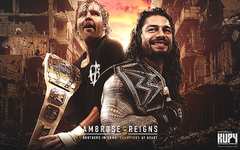 Papel de parede digital de Ambrose Reigns, WWE, Roman Reigns, Dean Ambrose, luta livre, HD papel de parede HD wallpaper