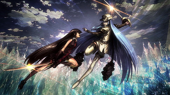 Zwei weibliche Anime-Charaktere kämpfen gegen Tapeten, Anime-Mädchen, Akame ga Kill !, Akame, Esdeath, Schwert, HD-Hintergrundbild HD wallpaper