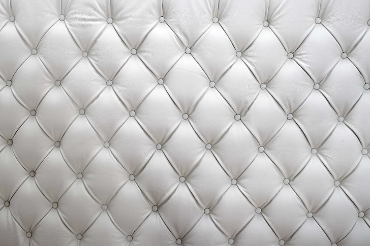 tufted white mattress, leather, white, texture, upholstery, skin, HD wallpaper