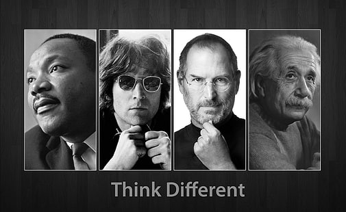 Think Different, Vintage, Different, Think, Алберт Айнщайн, Мартин Лутър Кинг младши, Стив Джобс, Джон Ленън, HD тапет HD wallpaper