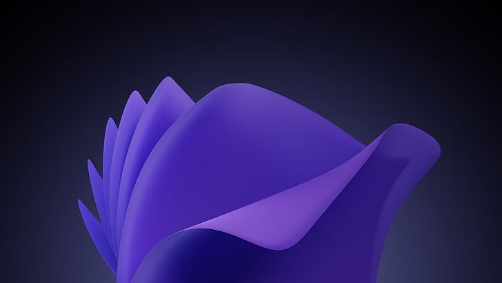 abstrak, seni digital, minimalis, Windows 11, latar belakang gelap, violet (warna), Wallpaper HD