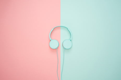 слушалки, минимализъм, пастел, розово, HD тапет HD wallpaper