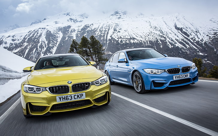 BMW M4, pojazd, samochód, droga, rozmycie ruchu, Tapety HD