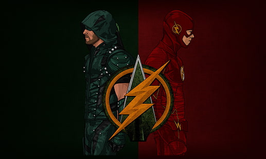 L'arte vettoriale Flash, crossover, eroe, freccia, Flash, yuusha, The Flash, CW, Sfondo HD HD wallpaper