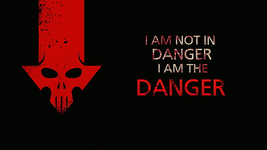 nero e rosso non sono in pericolo io sono lo sfondo di pericolo, Breaking Bad, Walter White, Heisenberg, tipografia, minimalismo, sfondo nero, Sfondo HD HD wallpaper