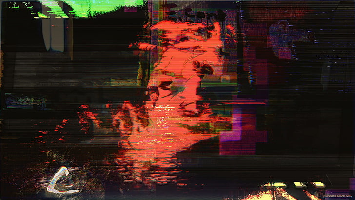 pintura abstrata preto e vermelho, arte falha, cyberpunk, webpunk, HD papel de parede