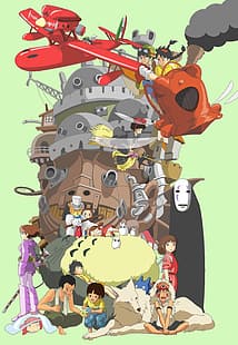 Miyazaki Hayao, Spirited Away, Princess Mononoke, Nausicaa of the Valley of the Wind, Laputa: Castle in the Sky, Porco Rosso, HD papel de parede HD wallpaper