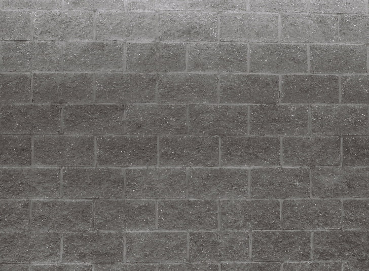 Bricks, gray concrete bricks, Black and White, Wall, Bricks, HD wallpaper