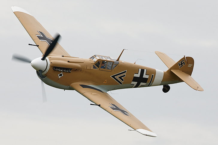 fighter, German, piston, single-engine, Messerschmitt, Bf-109F, HD wallpaper
