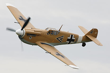 caccia, tedesco, pistone, monomotore, Messerschmitt, Bf-109F, Sfondo HD HD wallpaper