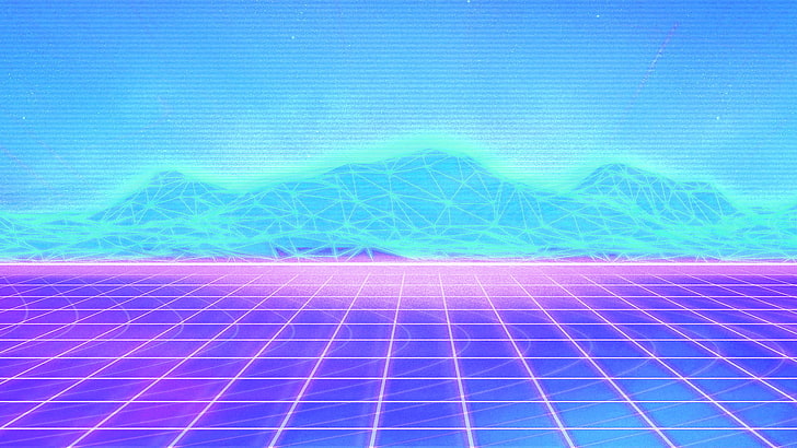 white and blue plastic container, vaporwave, grid, HD wallpaper