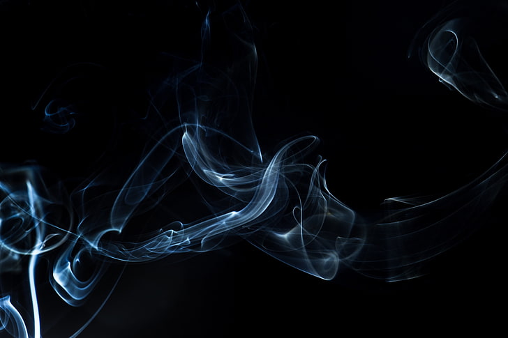 smoke art illustration, smoke, shroud, shape, dark background, HD wallpaper