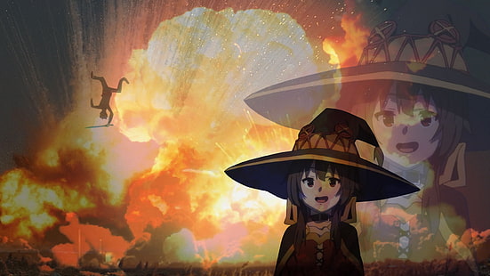Megumin, Kono Subarashii Sekai e Shukufuku wo !, explosão, HD papel de parede HD wallpaper