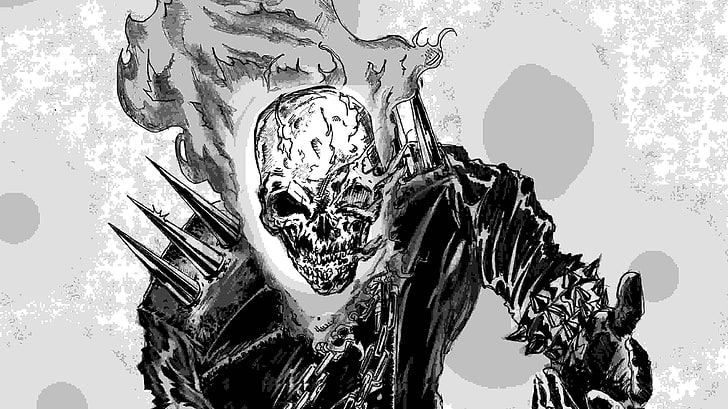 skeleton digital wallpaper, comics, Ghost Rider, HD wallpaper