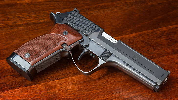 black and gray semi-automatic pistol, gun, pistol, Delta AR Top Gun, .45 ACP, HD wallpaper