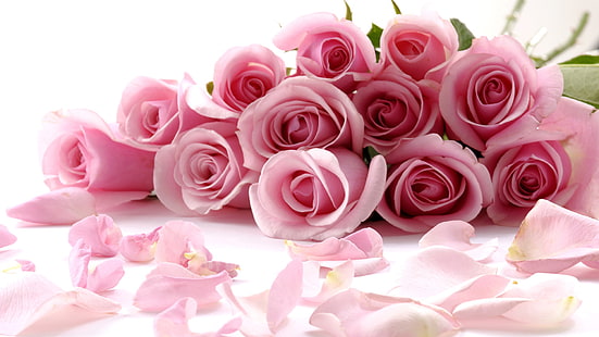 букет, роза, розово, цвете, флорални, цветя, Валентин, цвят, любов, венчелистче, рози, венчелистчета, растение, романтика, сватба, подарък, разцвет, листо, пролет, флора, ден, цъфтящи, романтични, декорация, рожден ден, HD тапет HD wallpaper