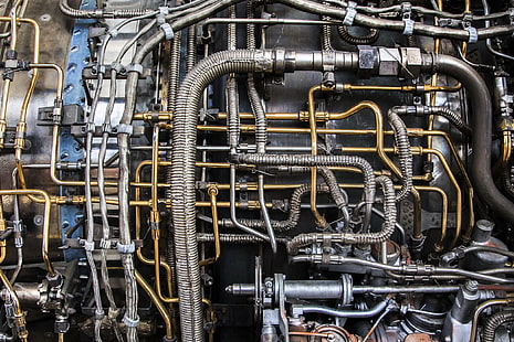 трубы, металл, моторы, техника, реактивный двигатель, HD обои HD wallpaper