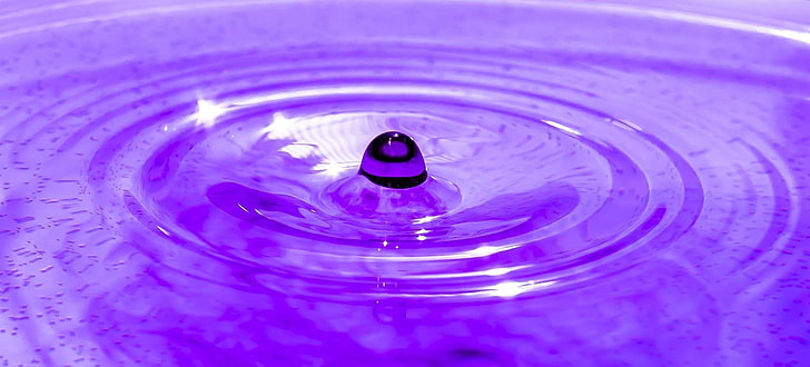 bubble, circle, clean, clear, close up, color, drop of water, ink, liquid, macro, purple, raindrops, rings, ripple, round, violet, water, wave, wet, HD wallpaper