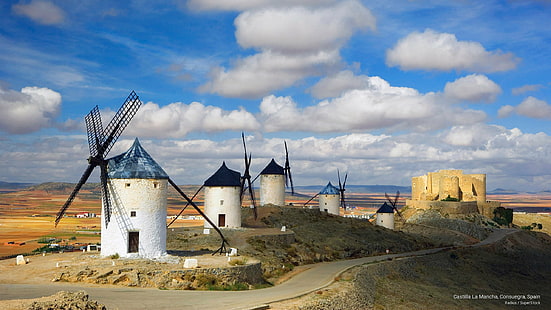 Castilla La Mancha, Consuegra, Spagna, Europa, Sfondo HD HD wallpaper