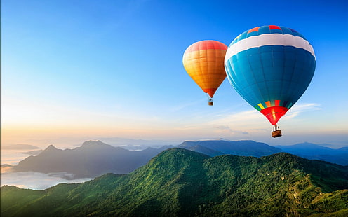 przyroda, balony na ogrzane powietrze, krajobraz, góry, Tapety HD HD wallpaper