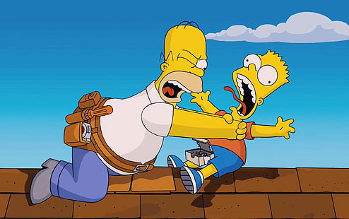Bart Homer Choke, Bart Simpson Illustration, Cartoons, Zeichentrickfilm, HD-Hintergrundbild HD wallpaper