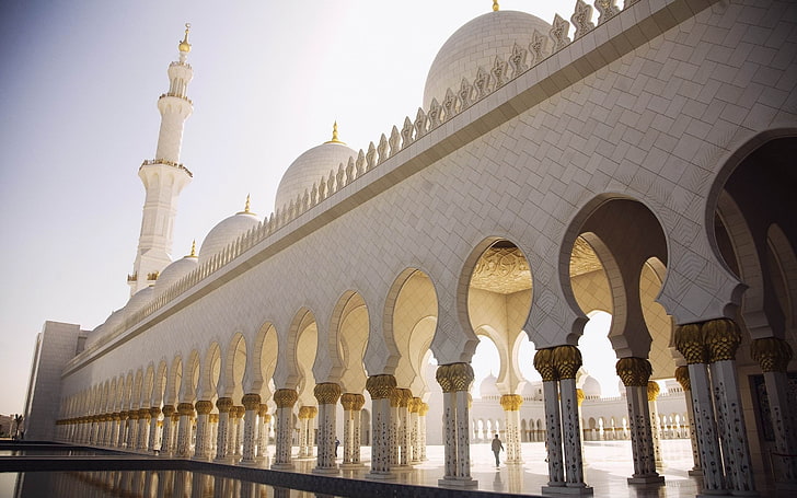 abu dhabi sheikh zayed mosque-Cities HD Wallpaper, white and gold mosque, HD wallpaper