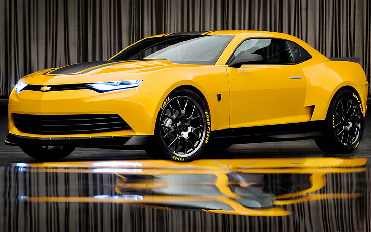 2014 Bumblebee Camaro Konsept-YÜKSEK Kalite Wallpap .., sarı Chevrolet Camaro coupe, HD masaüstü duvar kağıdı