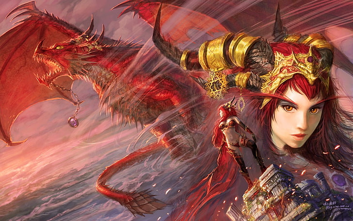 Alextraza, World of Warcraft, dragon, Alexstraza, video games, fantasy girl, HD wallpaper