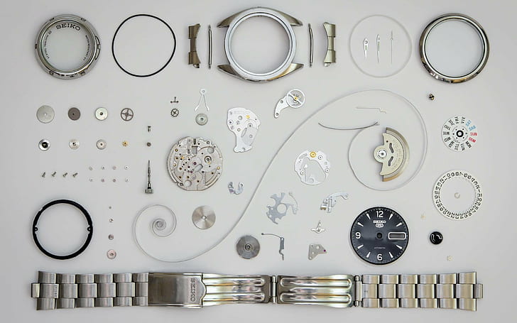 นาฬิกาข้อมือสุดหรู Seiko หน้าปัดนาฬิกาไขลานเฟืองเกลียวสปริงสร้อยข้อมือโลหะตัวเลข, วอลล์เปเปอร์ HD