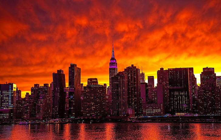 Sunset In Manhattan, HD wallpaper
