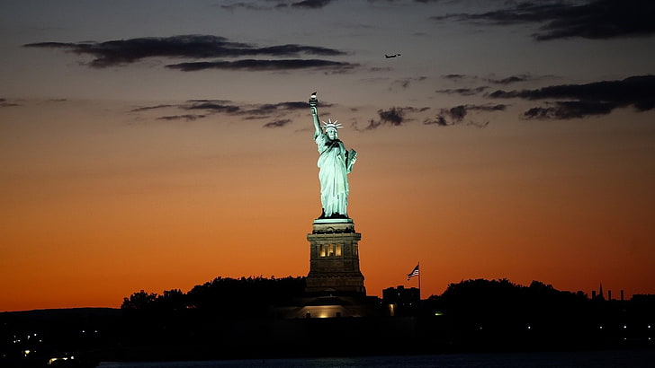 Man Made, Statue of Liberty, Night, USA, HD wallpaper