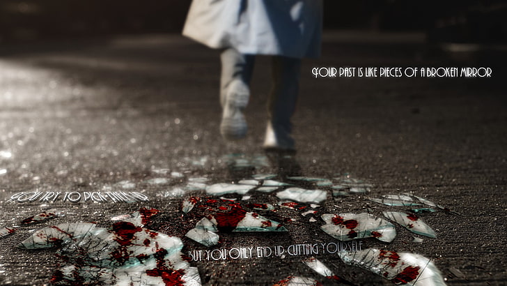 blood, Broken, Broken Glass, glass, Max Payne, Mirror, quote, shoes, Typography, HD wallpaper