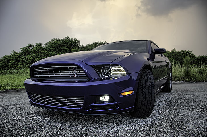 purple car, ford mustang v6, ford mustang, sports car, wheel, tires, HD wallpaper