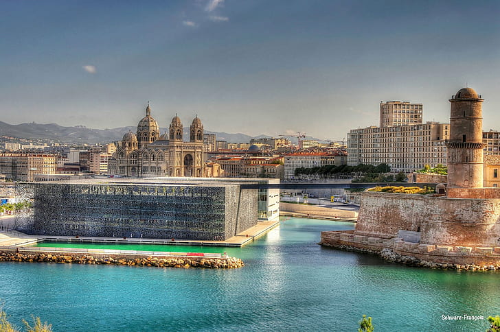 architecture, arts, cities, culture, france, marseille, mucem, musée, museum, panorama, panoramic, HD wallpaper