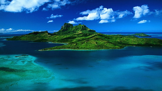 dağlar okyanus adaları 1600x900 doğa okyanuslar HD sanat, okyanus, dağlar, HD masaüstü duvar kağıdı HD wallpaper