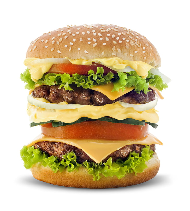 ciotola in ceramica bianca e verde, cibo, hamburger, hamburger, Sfondo HD, sfondo telefono