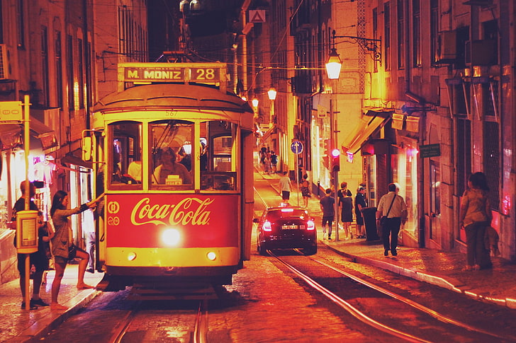 Lisbonne, Portugal, Circulation, Tram, Urbain, Fond d'écran HD