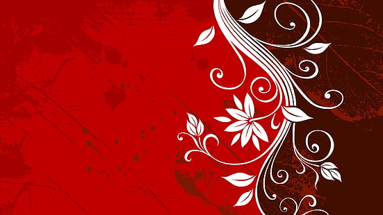 Floral, graphics, grunge, leaf, red, vectors, HD wallpaper HD wallpaper