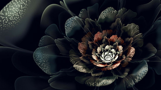 مجردة ، كسورية ، زهور كسورية ، فن رقمي ، زهور ، نباتات، خلفية HD HD wallpaper